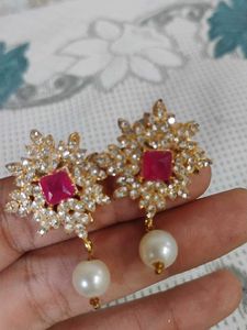 Elegant Pearl &amp; Ruby Choker Set combo of 2