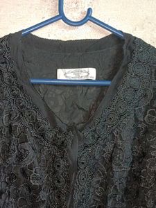 Elegant Black Lace Shrug Long