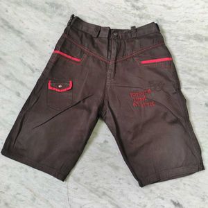 Boys Brown Shorts with Red Stitching