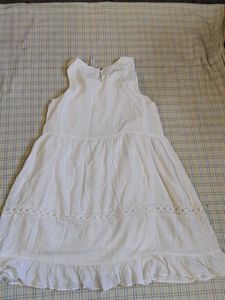 White Lace Detail A-Line Dress