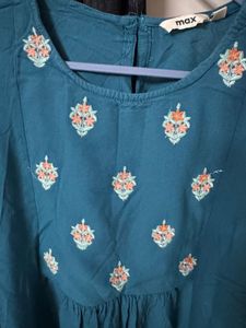 Embroidered Teal Kurta Top