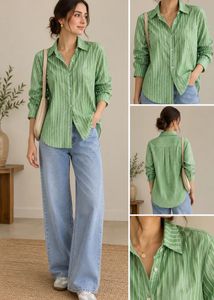 Twenty Dresses - Green Striped Button-Up Shirt