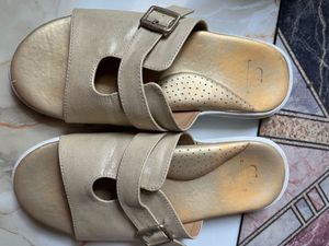 Stylish Gold Slip-On Sandals