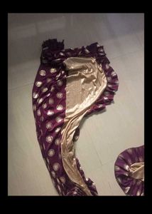 Elegant Purple &amp; Gold Ready To Wear Satin Sa