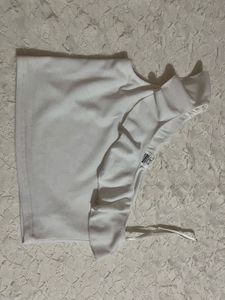 Cute White One-Shoulder Ruffle Crop Top