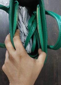 Quilted Green Handbag with a extra sling and pouch