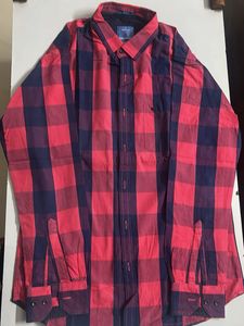 Men's Red &amp; Blue Checkered Slim Fit Shirt