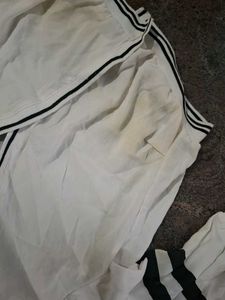 White Crop Top with Green Stripes