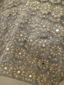 Elegant Grey Embroidered Skirt