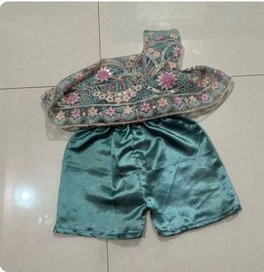 Embroidered Skirt with Crop Top
