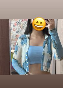 Sheer Floral Button-Up Crop Top
