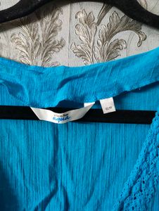 V-Neck Blue Casual Top