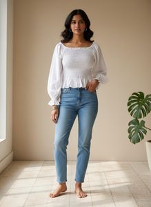 White Smocked Peasant top