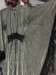 Sparkling silver Black  Kaftan Gown