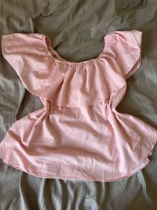Pink Off-Shoulder Ruffle Top