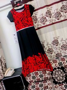 Red &amp; Black Floral Dress/Kurti