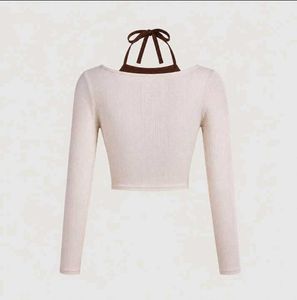 Graphic Print Cropped Long Sleeve Top