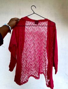 Stylish Magenta Lace Shrug