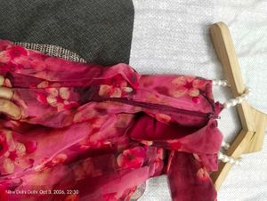 Beautiful Pink Floral Dress Material