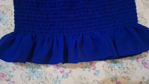 Royal Blue Off-Shoulder Smocked Crop Top 💙