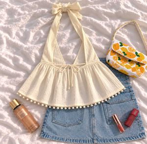 Cute Cream Halter Top