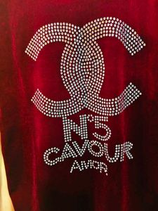 Maroon Velvet Rhinestone Logo Top