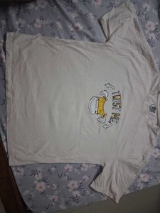 Cream Graphic Print Oversized T-Shirt