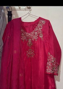 Stunning Pink Embroidered Kurta Set