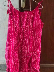 Pink Bandhani Print Sleeveless Top