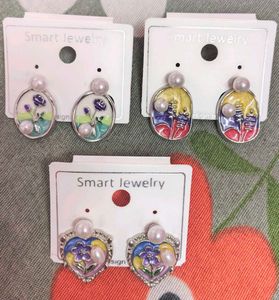 Charming Enamel & Pearl Earrings Set