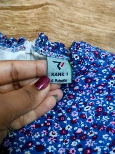 Blue Floral Print Baby Dress