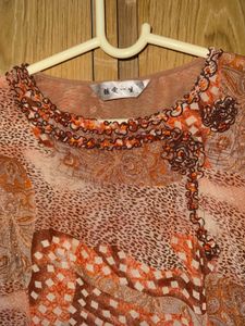 Vintage Y2K Patterned Sheer Top