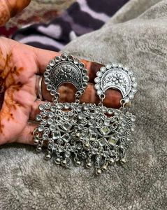 Oxidized Silver Statement Earrings ( 3 pair )