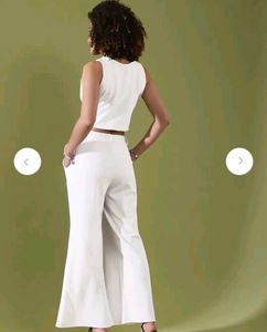 Chic White Vest &amp; Wide-Leg Pants Set