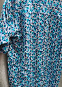 Blue Floral Print Short Sleeve Shirt and Suit