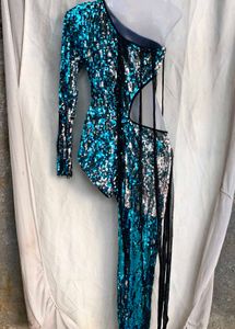 Sparkling Sequin One-Shoulder Cutout Dress