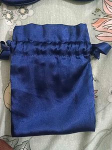 Navy Blue Silk Eye Mask with Pouch