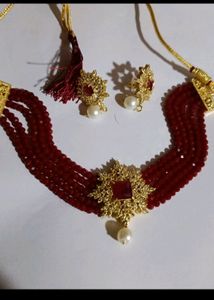 Red Beaded Choker Set