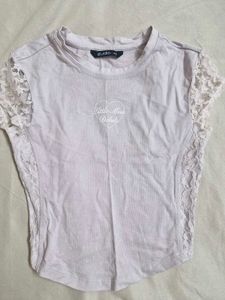 Cute Lace Trim Cropped Top