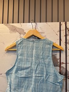 Light Blue Plaid Jumpsuit