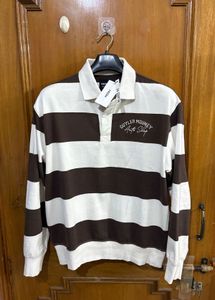 Nuon Westside Brown Striped Polo Sweatshirt