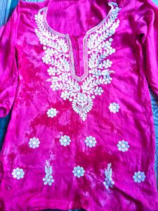 Embroidered Pink Kurti