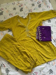 Mustard Kurta Set with Dupatta