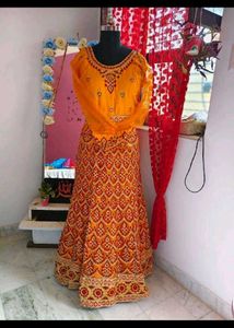 orange wedding gown
