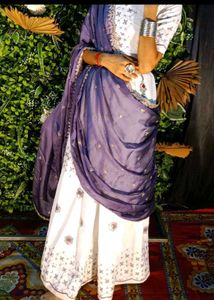 Elegant White &amp; Purple lehnga choli