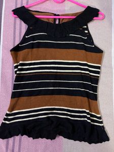 Striped Ruffle Knit Top