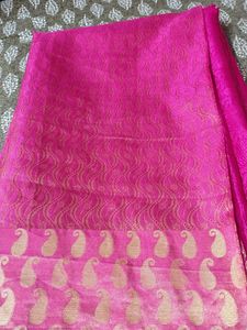 Vibrant Pink Saree with Paisley Blouse