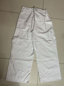 High waist White Cargo Pants with Belt