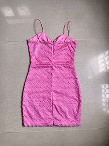 Pink Textured Mini Dress