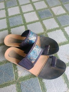 Comfortable Blue Patterned Flat Sandals
